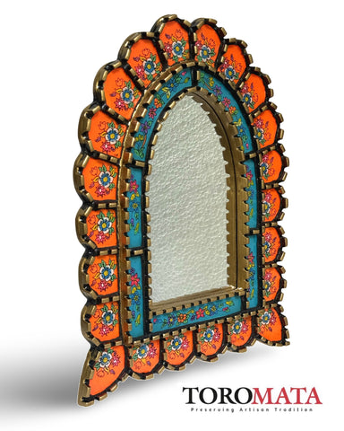 Cuscaja Orange & Turquoise Mirror - Cathedral